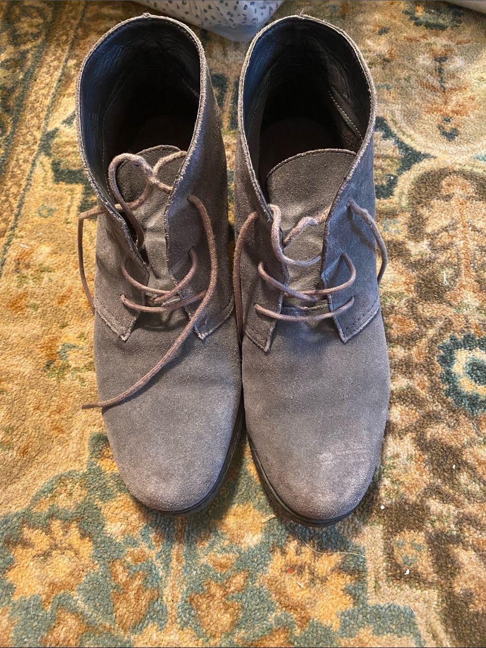 Cato Gray Suede Lace-Up Heeled Ankle Boots